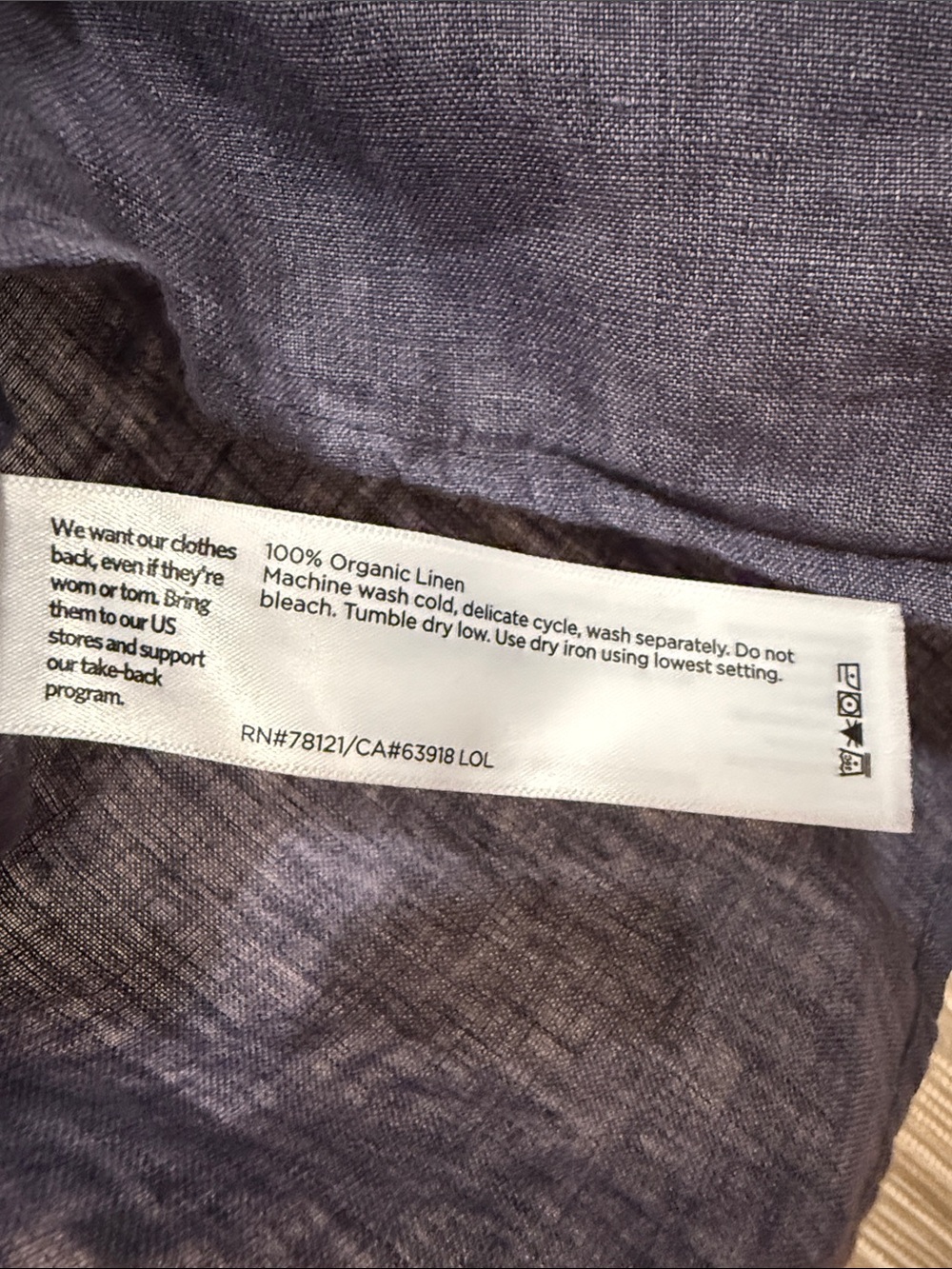 Eileen Fisher Organic Linen Square Neck Camisole Tank Top in Dusty Blue - Picture 7 of 7